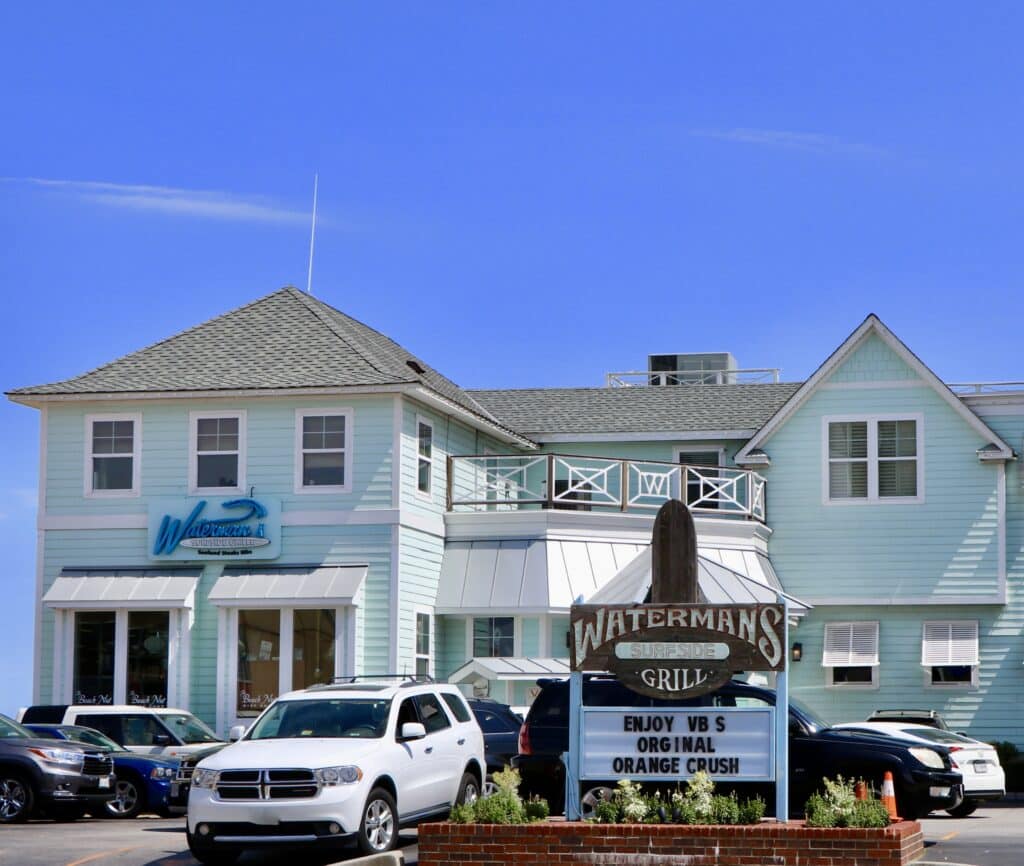 outside view of watermans va beach restaurant